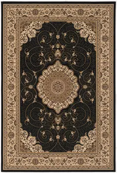 20' Beige And Black Medallion Runner Rug