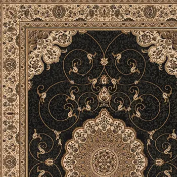 20' Beige And Black Medallion Runner Rug