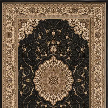 20' Beige And Black Medallion Runner Rug