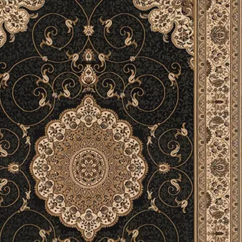 8' Beige And Black Medallion Runner Rug