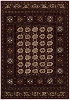 5' X 8' Red and Ivory Floral Medallion Power Loom Area Rug