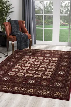 5' X 8' Red and Ivory Floral Medallion Power Loom Area Rug