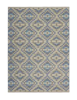 3' x 5' Blue Decorative Lattice Area Rug