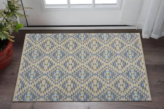 3' x 4' Blue Decorative Lattice Area Rug