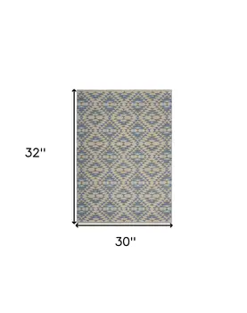 3' x 4' Blue Decorative Lattice Area Rug