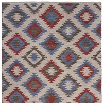 3' x 4' Red and Blue Geometric Diamonds Area Rug