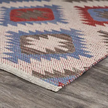 3' x 4' Red and Blue Geometric Diamonds Area Rug