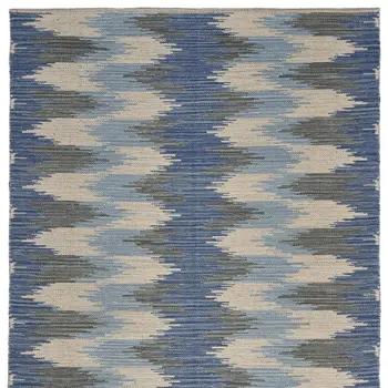 3' X 4' Blue and Ivory Flatweave Handmade Area Rug