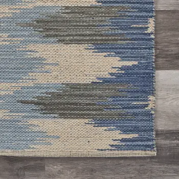 3' X 4' Blue and Ivory Flatweave Handmade Area Rug