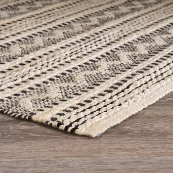 8' X 10' Black and Blush Chevron Stripe Area Rug