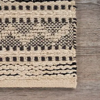 9' X 12' Black and Blush Chevron Stripe Area Rug