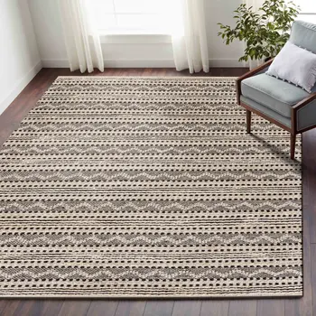 9' X 12' Black and Blush Chevron Stripe Area Rug