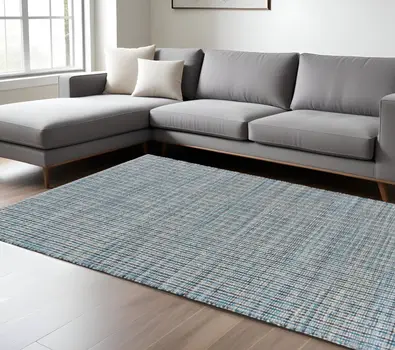8' X 10' Blue Hand Loomed Area Rug