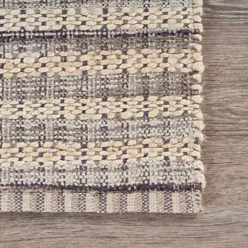 9' X 12' Brown and Gray Striped Area Rug
