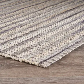 9' X 12' Brown and Gray Striped Area Rug