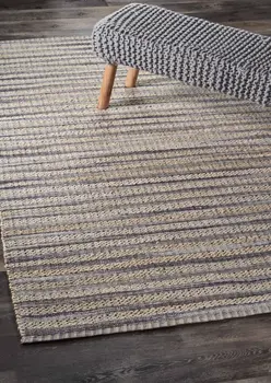 9' X 12' Brown and Gray Striped Area Rug