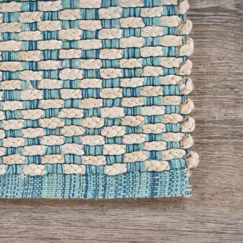 9' X 12' Blue and Beige Toned Area Rug