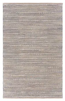 5' X 8' Blue and Cream Braided Jute Area Rug