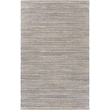9' X 12' Blue and Cream Braided Jute Area Rug
