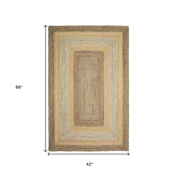 4' X 6' Tan and Beige Bordered Area Rug