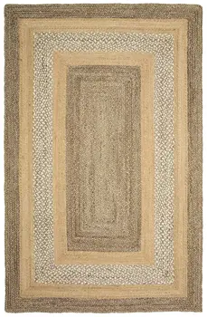5' X 8' Tan Hand Braided Area Rug