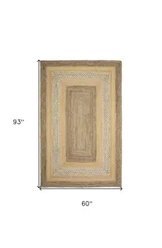 5' X 8' Tan Hand Braided Area Rug