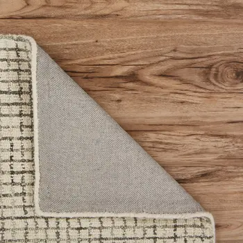 9' X 12' Tan and Ivory Grid Area Rug