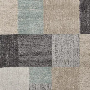 5' X 7' Beige and Black Modern Blocks Area Rug