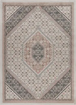 5' X 7' Gray and Blush Traditional Area Rug