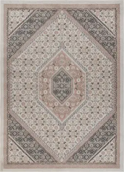 5' X 7' Gray and Blush Traditional Area Rug