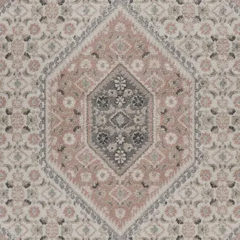 5' X 7' Gray and Blush Traditional Area Rug