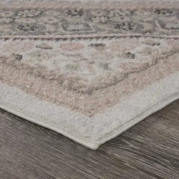 5' X 7' Gray and Blush Traditional Area Rug