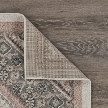 5' X 7' Gray and Blush Traditional Area Rug