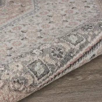 5' X 7' Gray and Blush Traditional Area Rug
