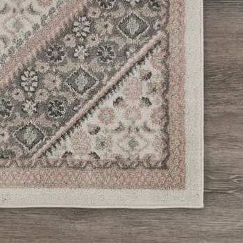 5' X 7' Gray and Blush Traditional Area Rug