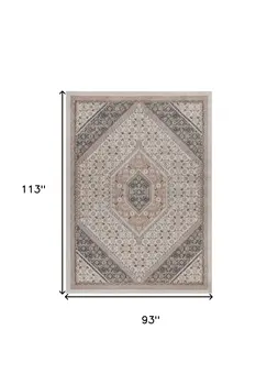 8' X 10' Gray and Ivory Area Rug