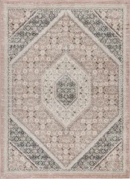 5' X 7' Gray and Soft Pink Traditional Area Rug