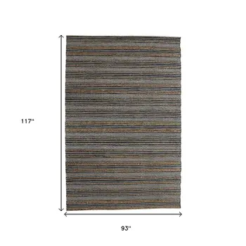 8' X 10' Black and Tan Decorative Striped Area Rug
