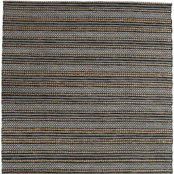 8' X 10' Black and Tan Decorative Striped Area Rug