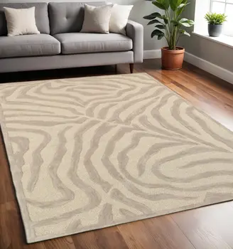 5’ x 8' Taupe Zebra Pattern Area Rug