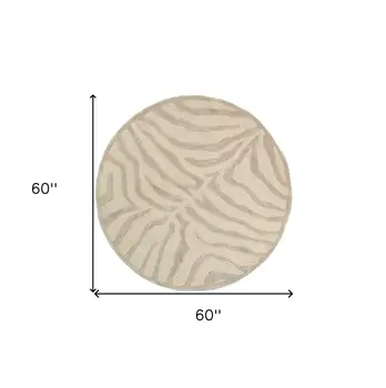 5' Round Taupe Zebra Pattern Area Rug