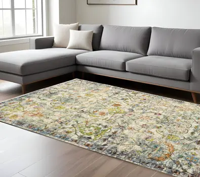 9' X 12' Beige Abstract Garden Area Rug