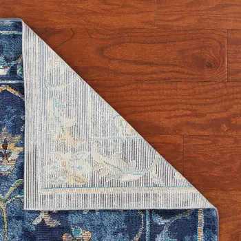 4' X 6' Blue and Gold Jacobean Area Rug