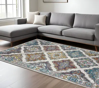 8' X 10' Blue Traditional Floral Motifs Area Rug