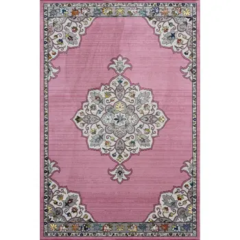8' X 10' Pink Traditional Medallion Area Rug