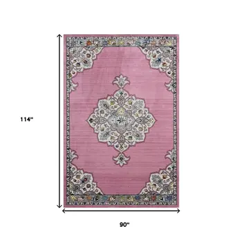 8' X 10' Pink Traditional Medallion Area Rug