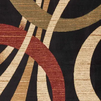 5' X 7' Black Abstract Geometric Area Rug