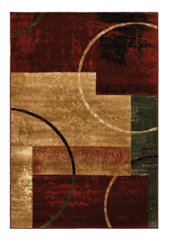 5' X 7' Red and Brown Geometric Area Rug