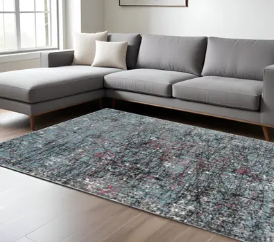 8' X 10' Blue Chaotic Strokes Area Rug