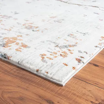 5' X 8' White Abstract Marble Area Rug